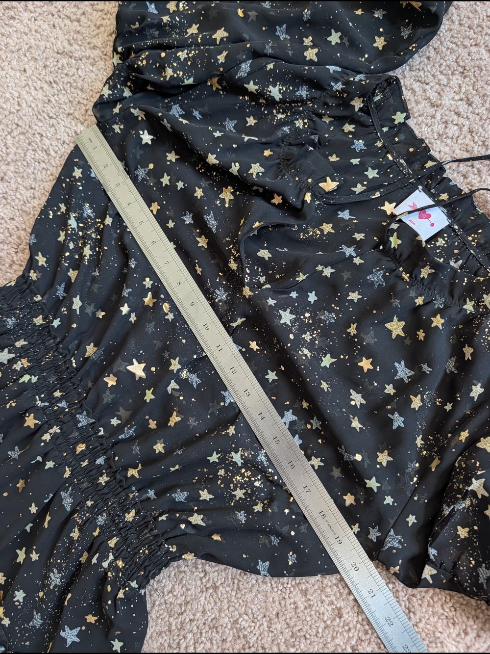 Buddy Love Womens Black Gold Star Zozo Whimsigoth Tiered Mini Dress Size Medium - Picture 7 of 11
